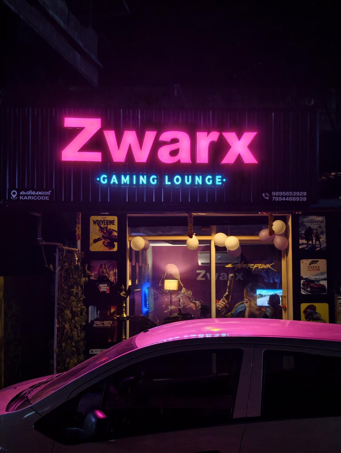 ZWARX storefront at night